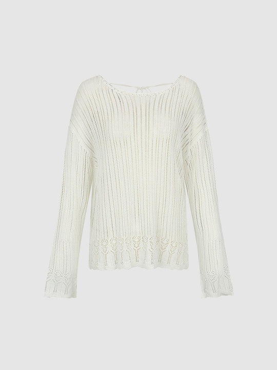 Boat Neck Striped Long Sleeve Knitted T-Shirts