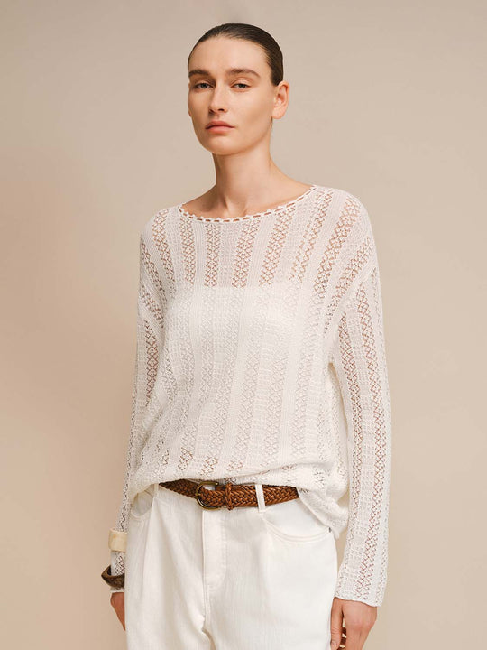 Openwork Lace Knit / Oversized Cotton Sweater