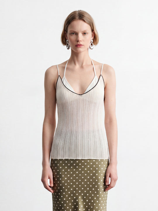 Acrylic Ribbed Knit V-Neck Sleeveless Tank Tops