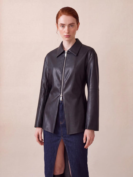 Zip Up Front Vegan Leather Jackets