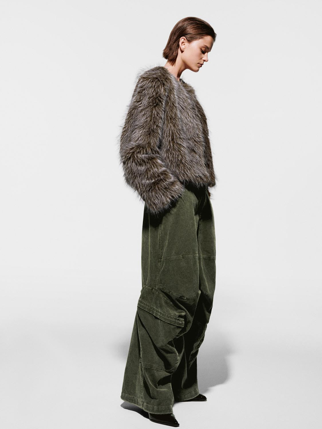 Crew Neck Fluffy Faux Fur Coats