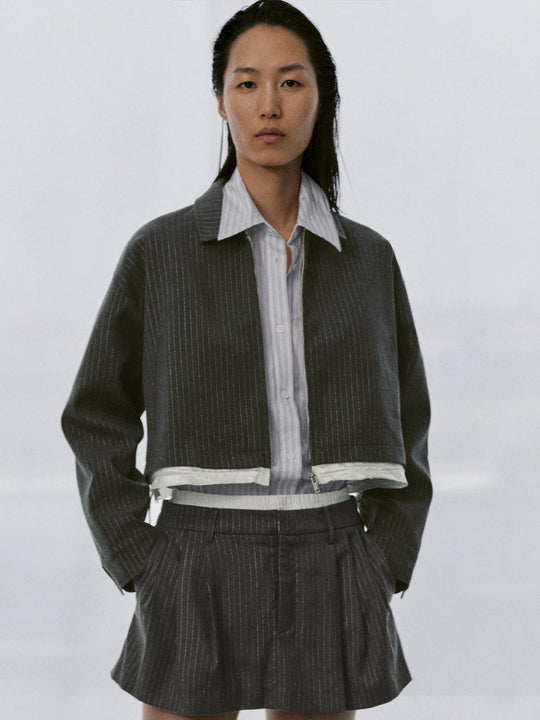 Contrast Trim Striped Jackets