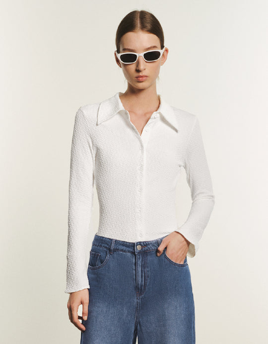 Button Up Straight Lapel Shirt