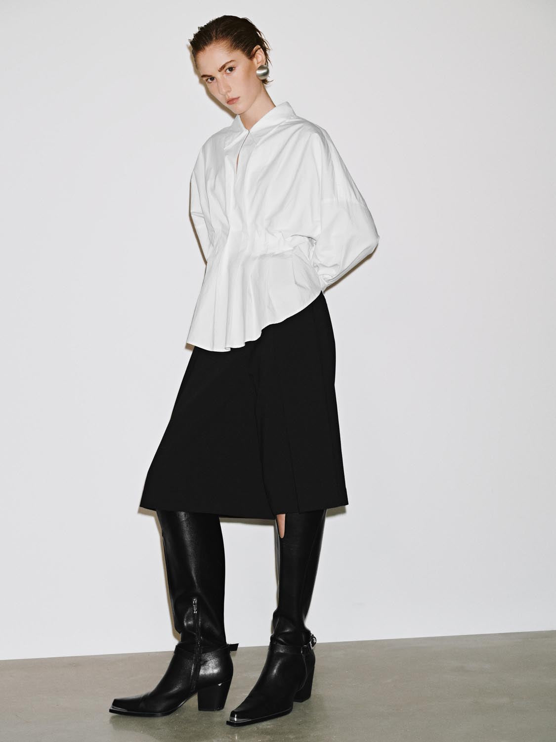 Pleated Slim Fit Overhead Shirt