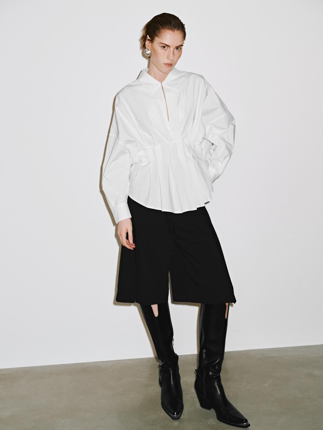 Pleated Slim Fit Overhead Shirt