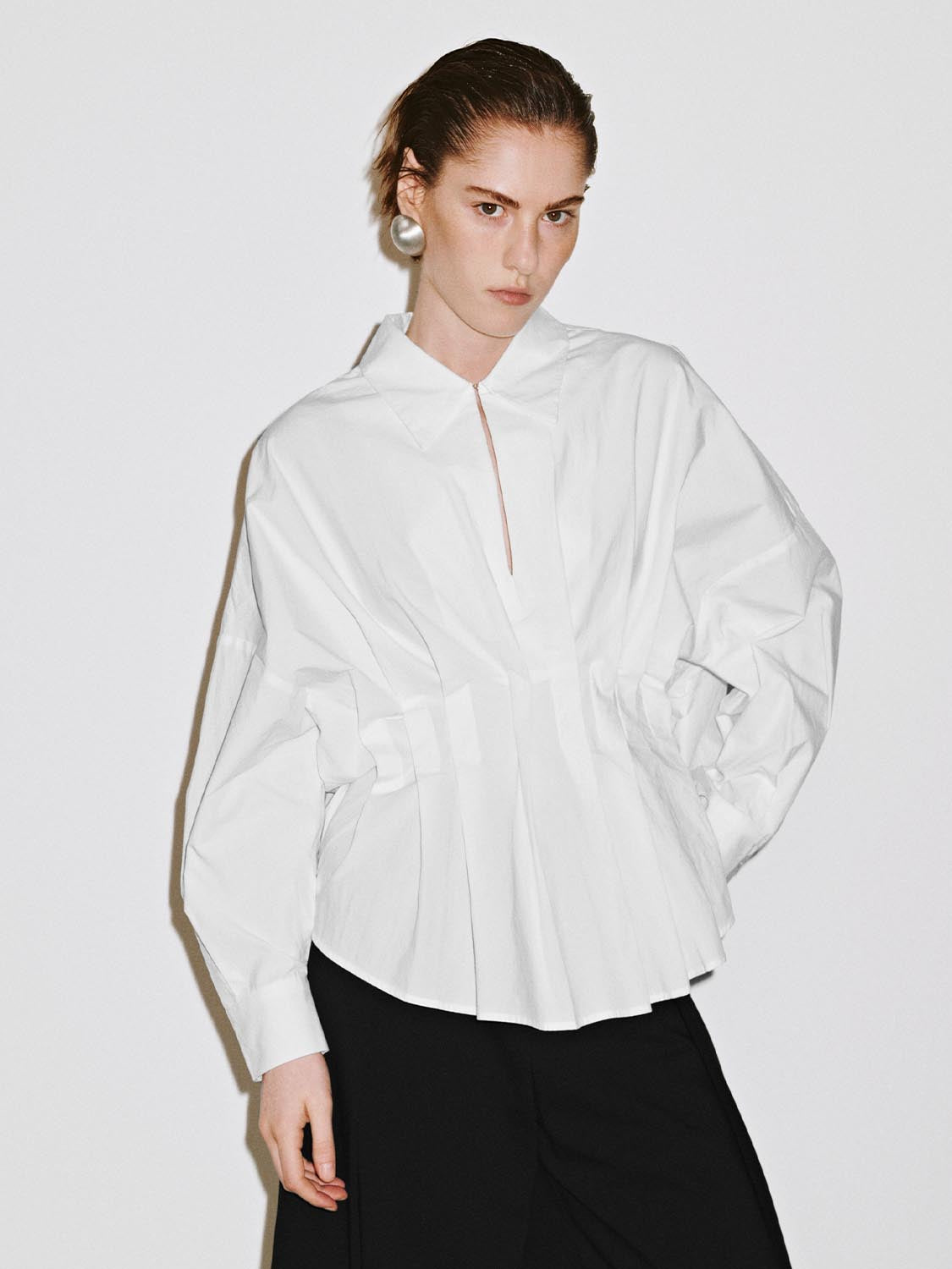 Pleated Slim Fit Overhead Shirt