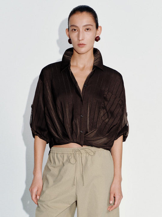 Bubble Hem Striped Overhead Shirts