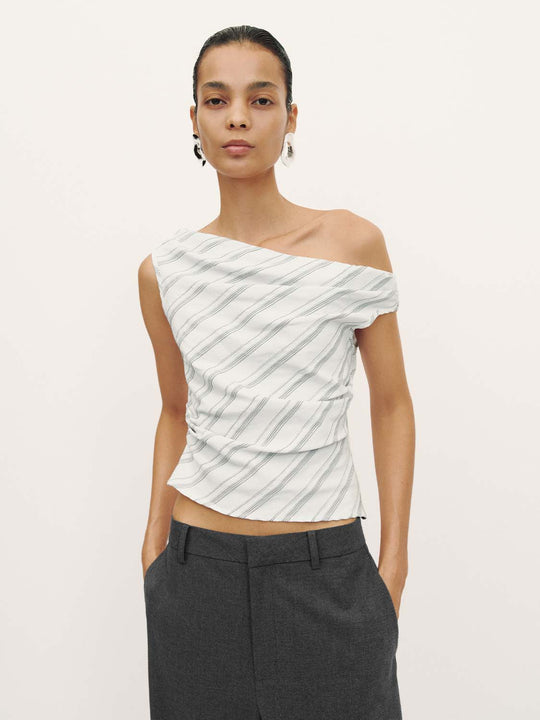 Cellulose-Based Regenerated-Fiber Striped Weave With Subtle Texture And Slight Stretch Shirts