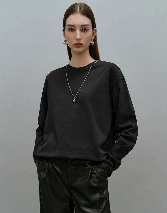 Crew Neck Loose T-Shirt With Necklace
