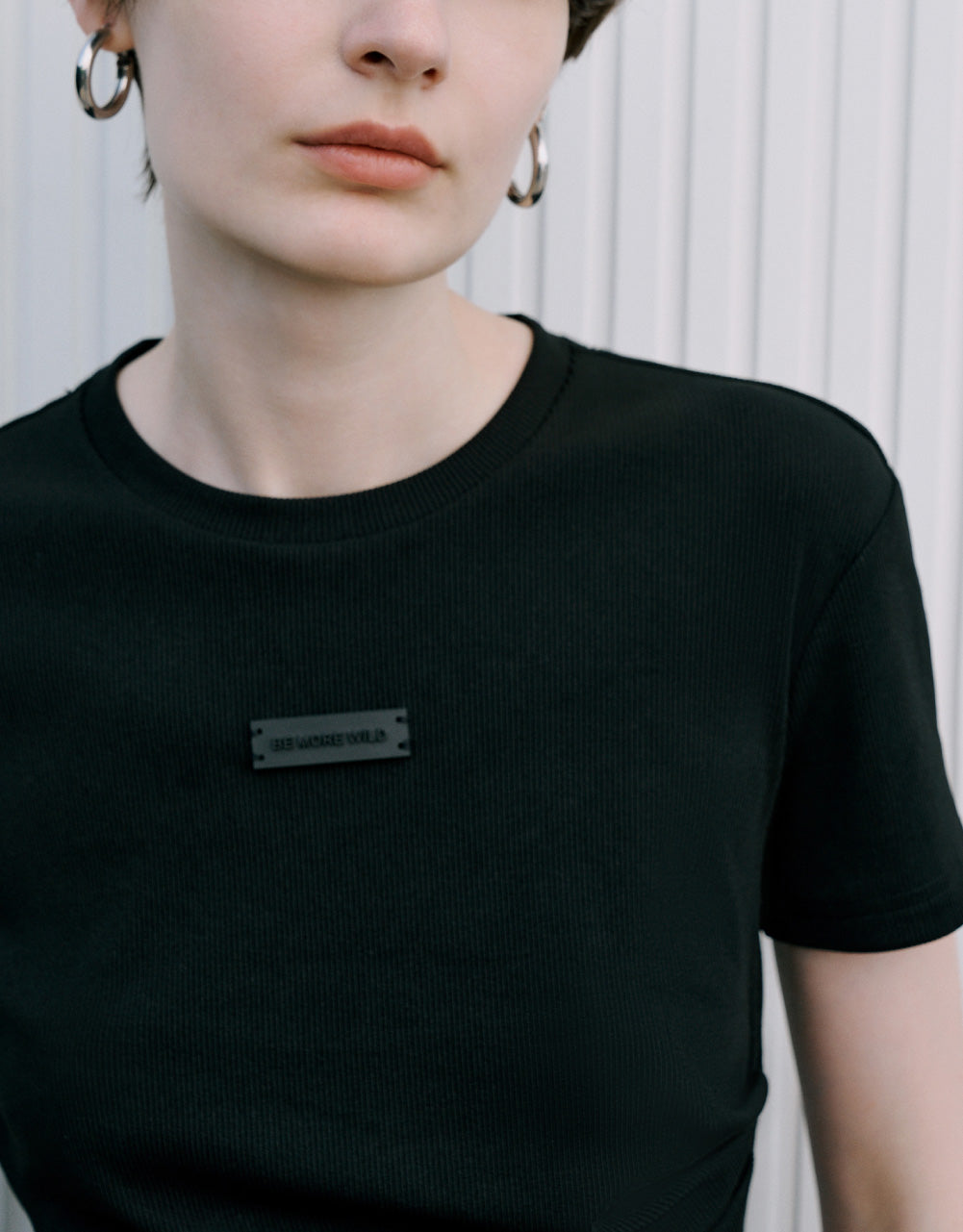 Asymmetric Label Décor T-Shirt