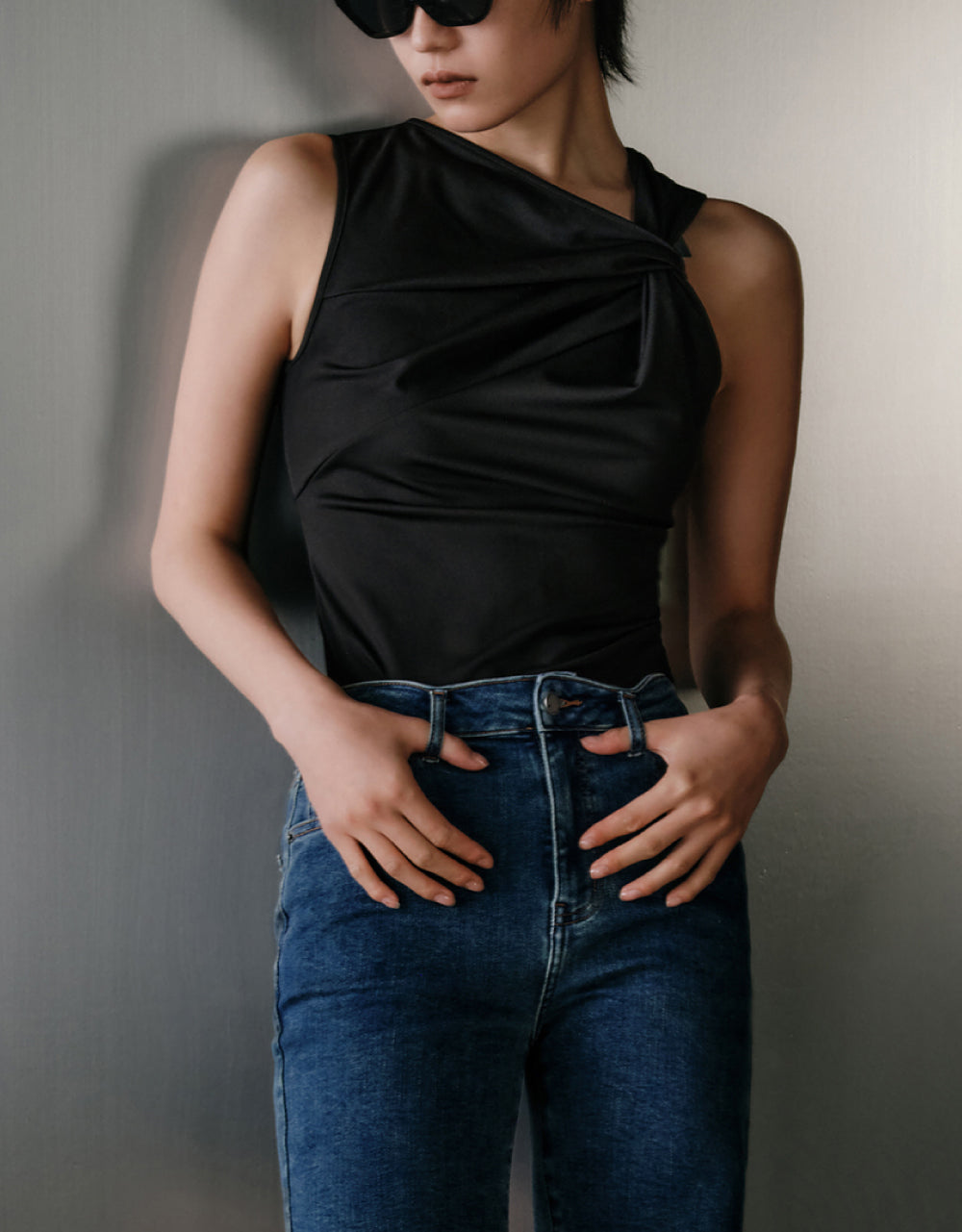 Ruched Asymmetric Tank Top