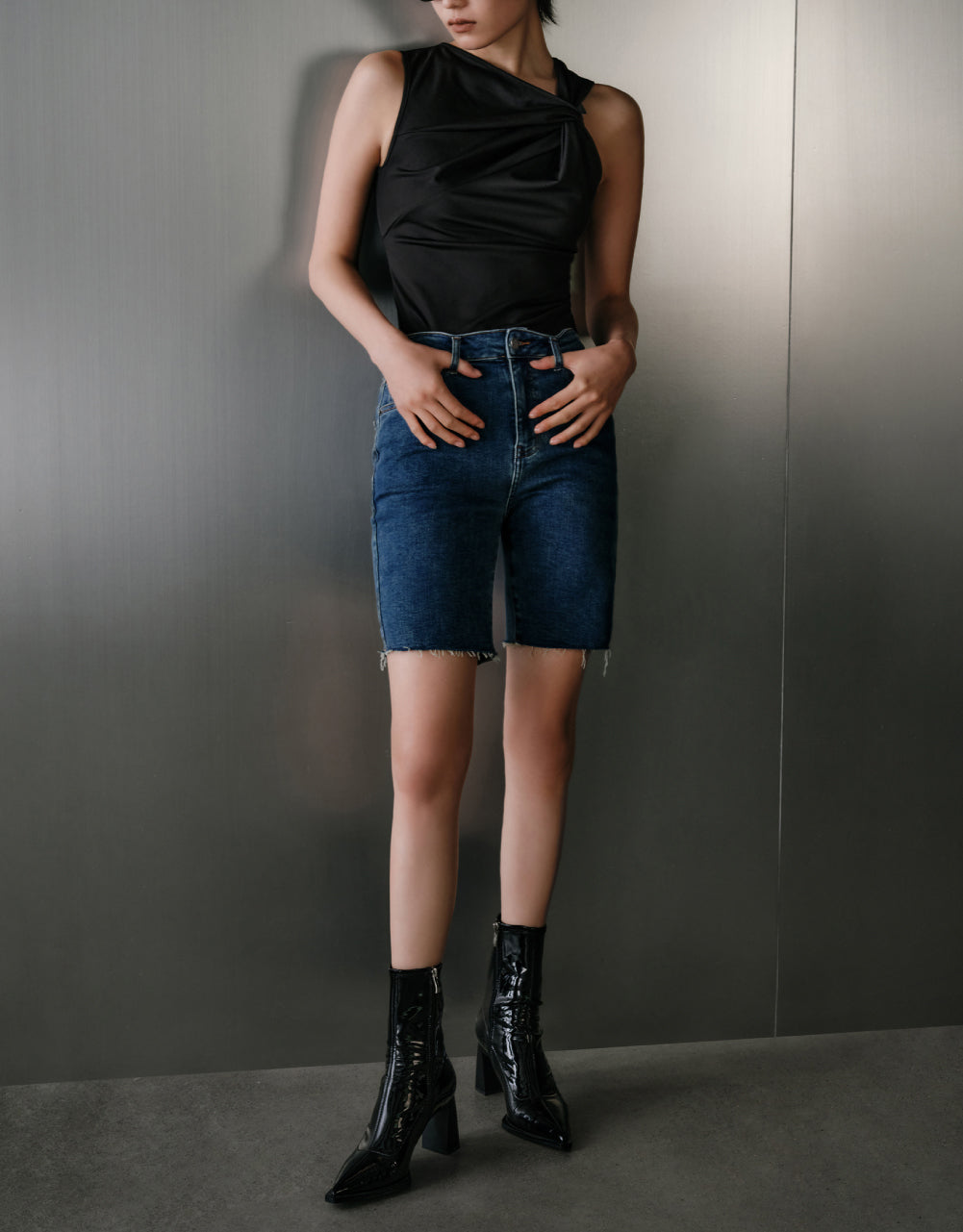 Ruched Asymmetric Tank Top