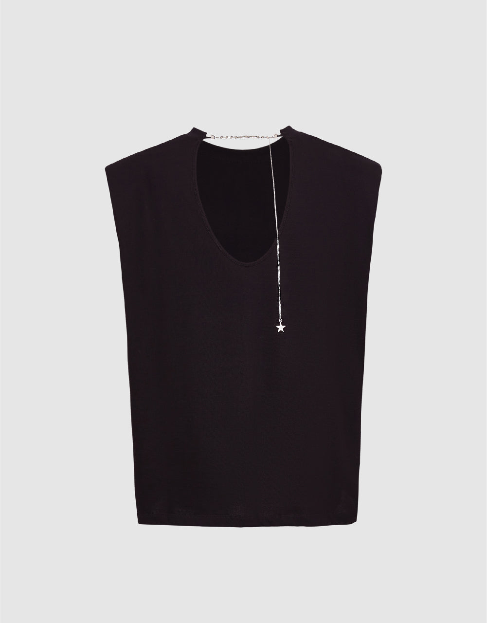 Crew Neck Tank Top With Chain