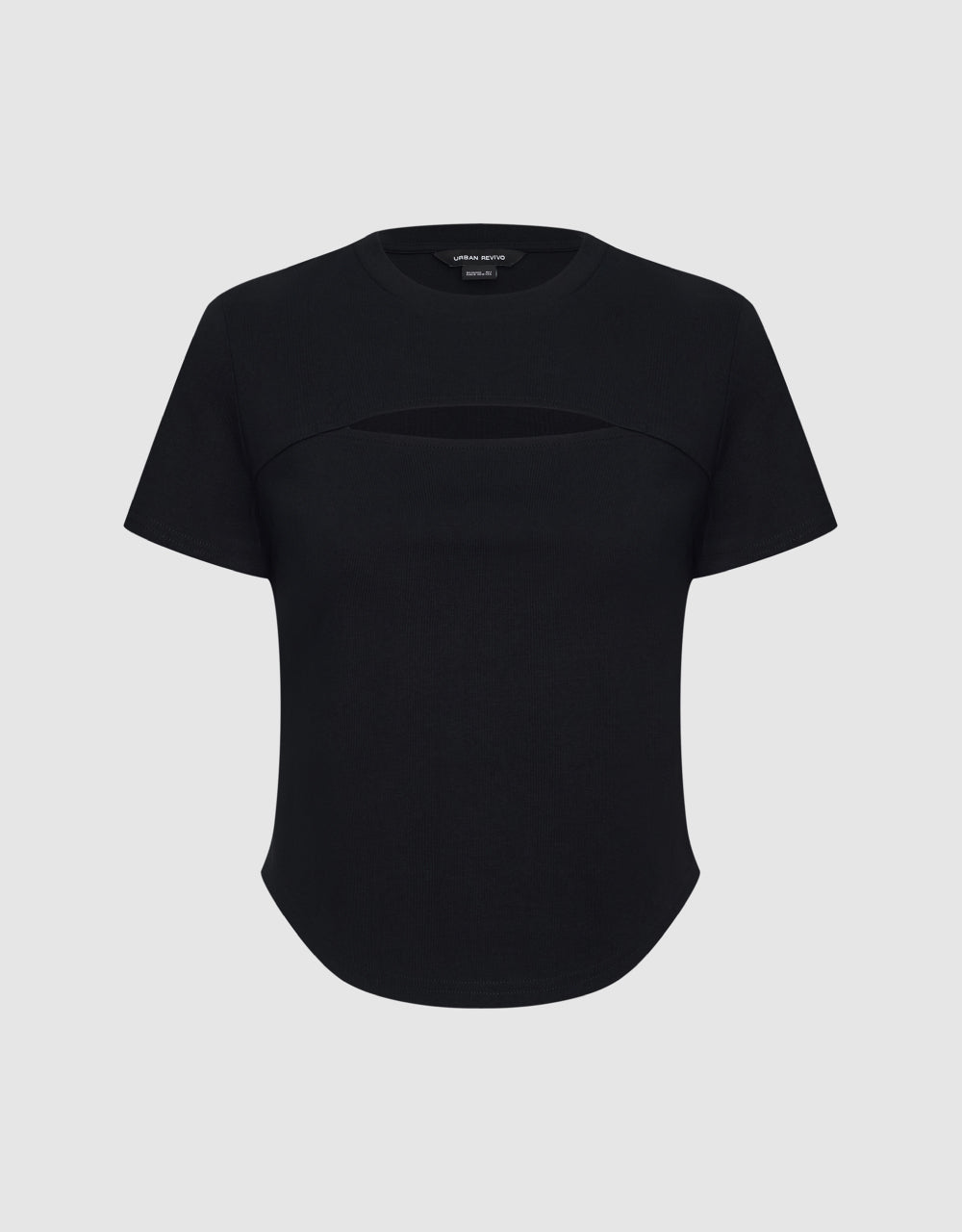 Cut-Out Crew Neck Straight T-Shirt