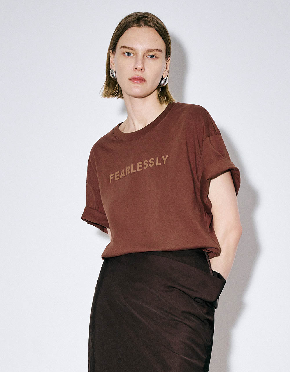 Letter Printed Crew Neck T-Shirt