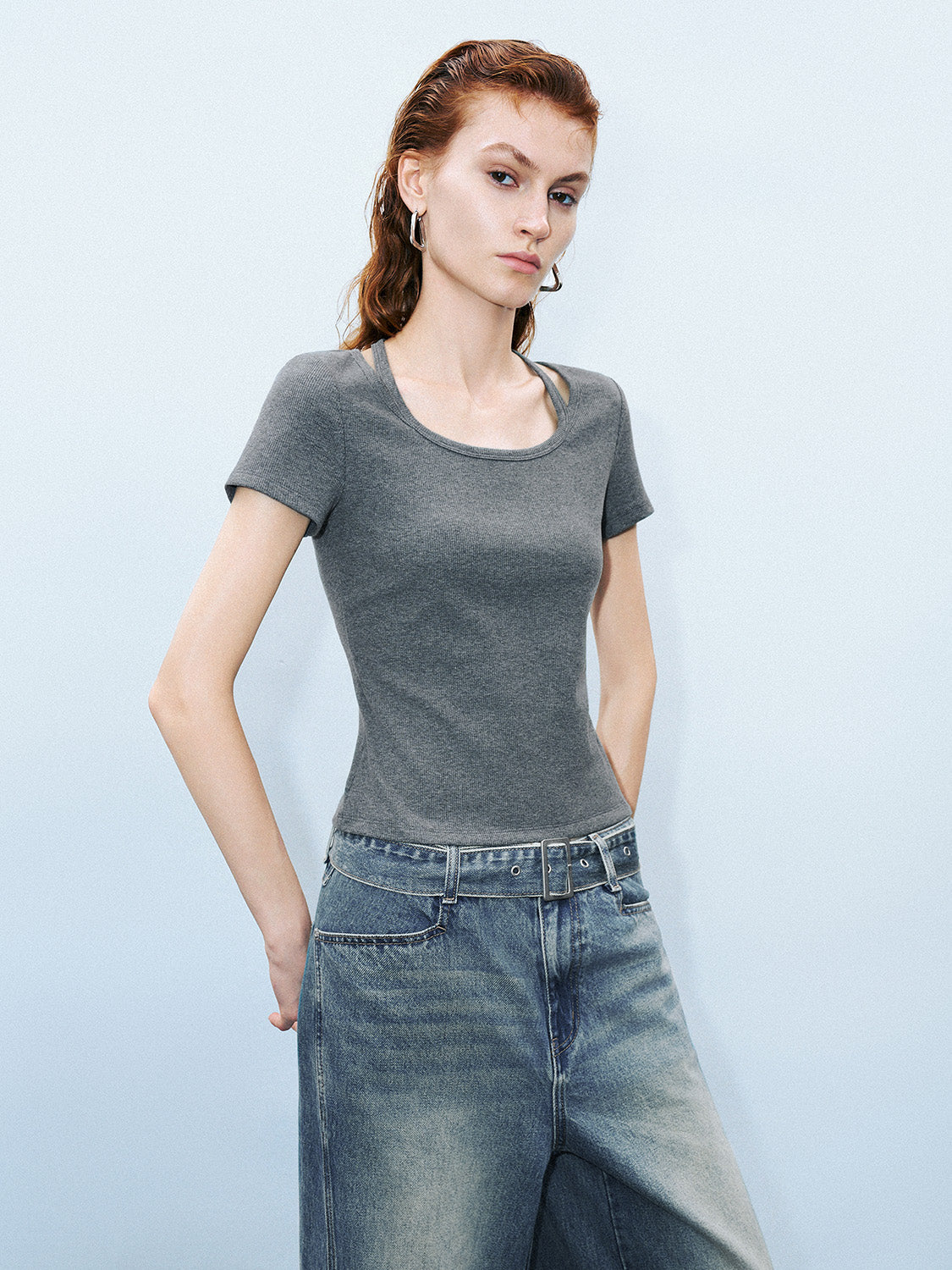 Halter Neck Skinny T-Shirt