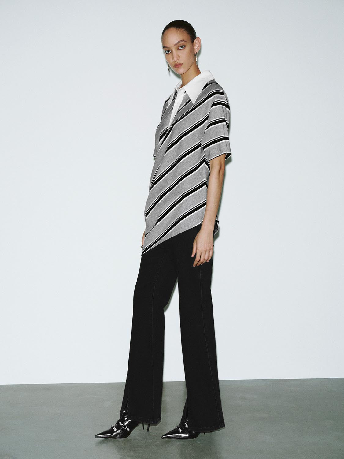 Irregular Hem Striped T-Shirts