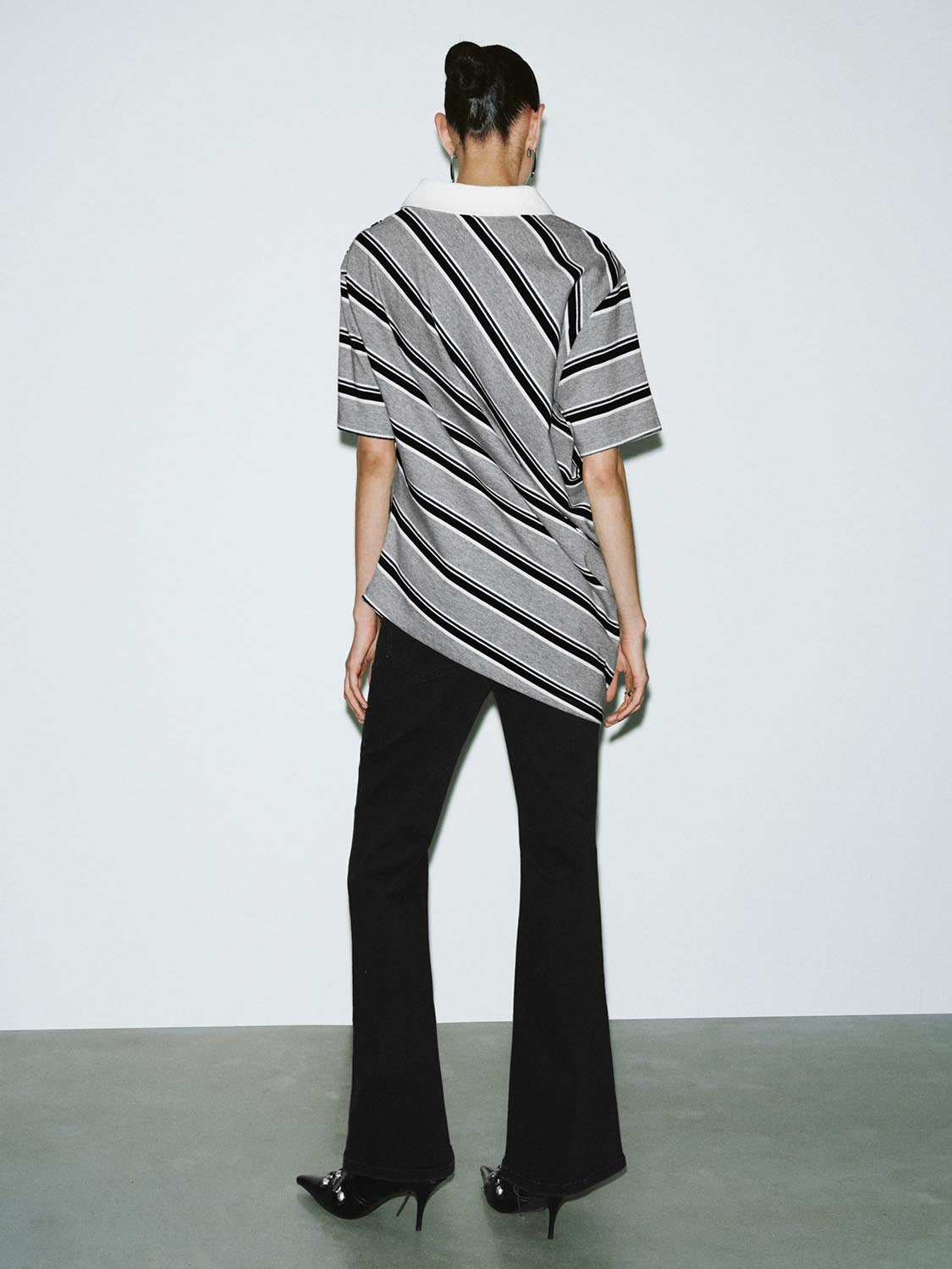 Irregular Hem Striped T-Shirts