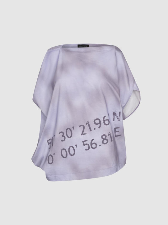 Boat Neck Batwing Sleeve Tie Dye Printed Cotton Tank Top
