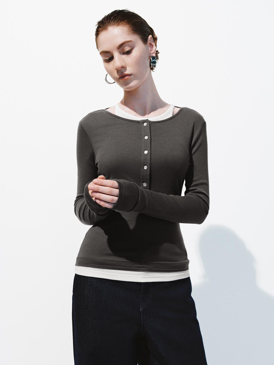 2 In 1 Henley Neck T-Shirts