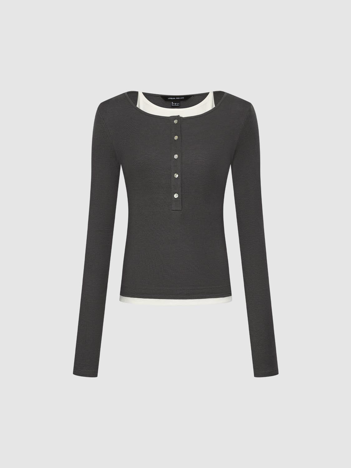 2 In 1 Henley Neck T-Shirts