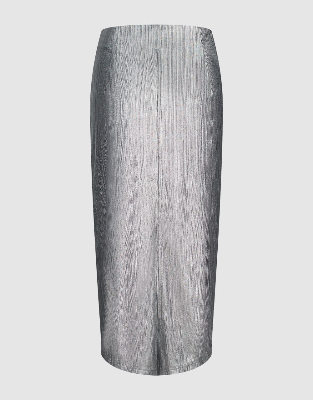 Metallic Ruched Straight Skirt