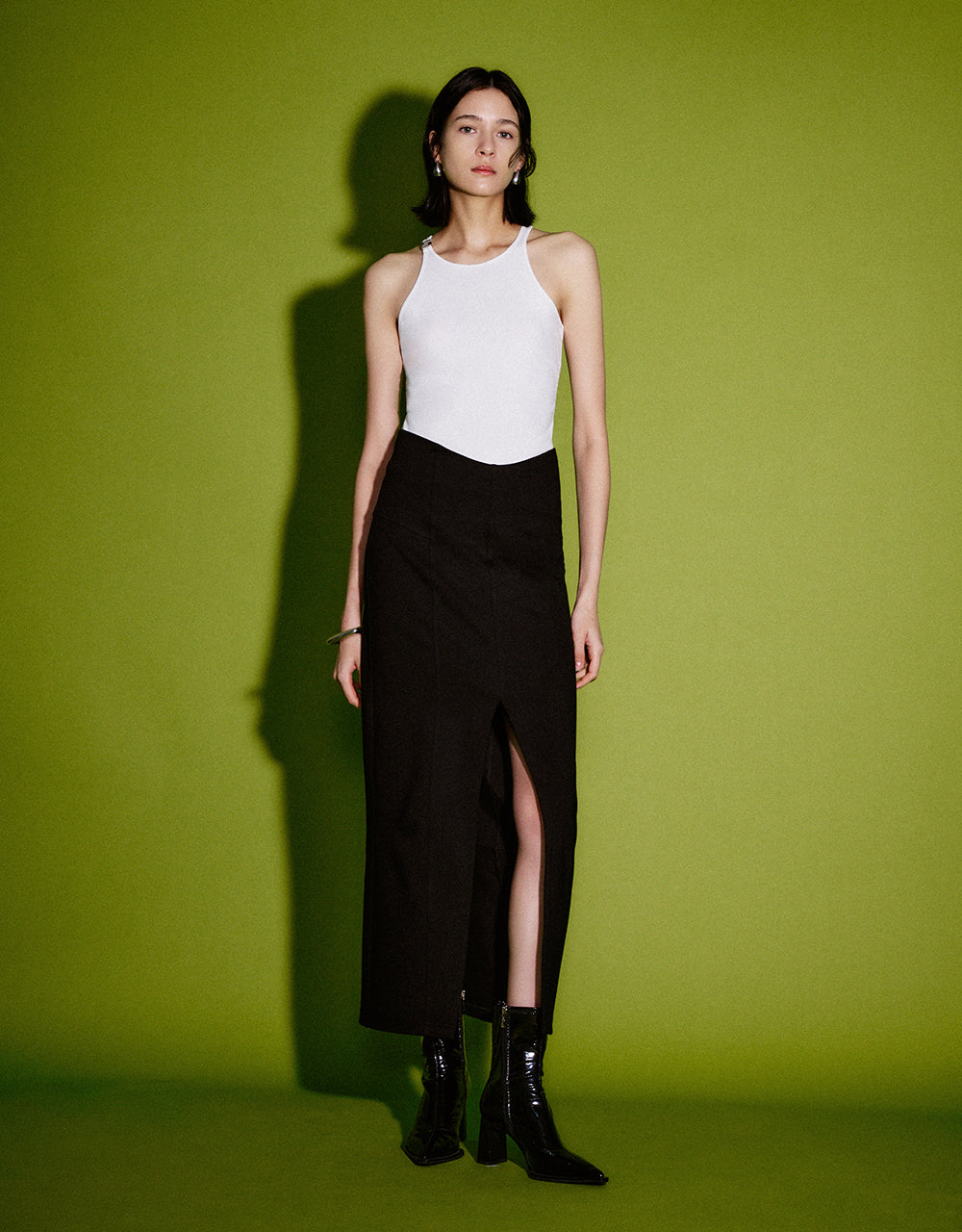 Split Hem Knitted Straight Skirt