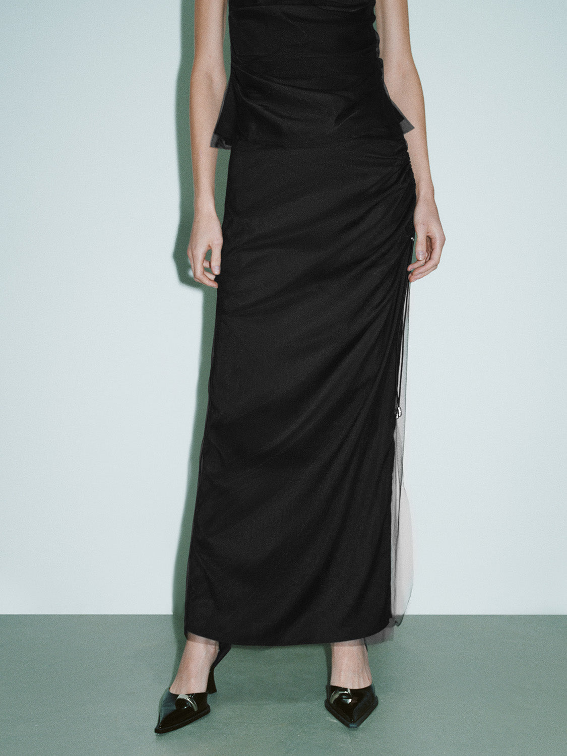 Ruched Straight Skirt