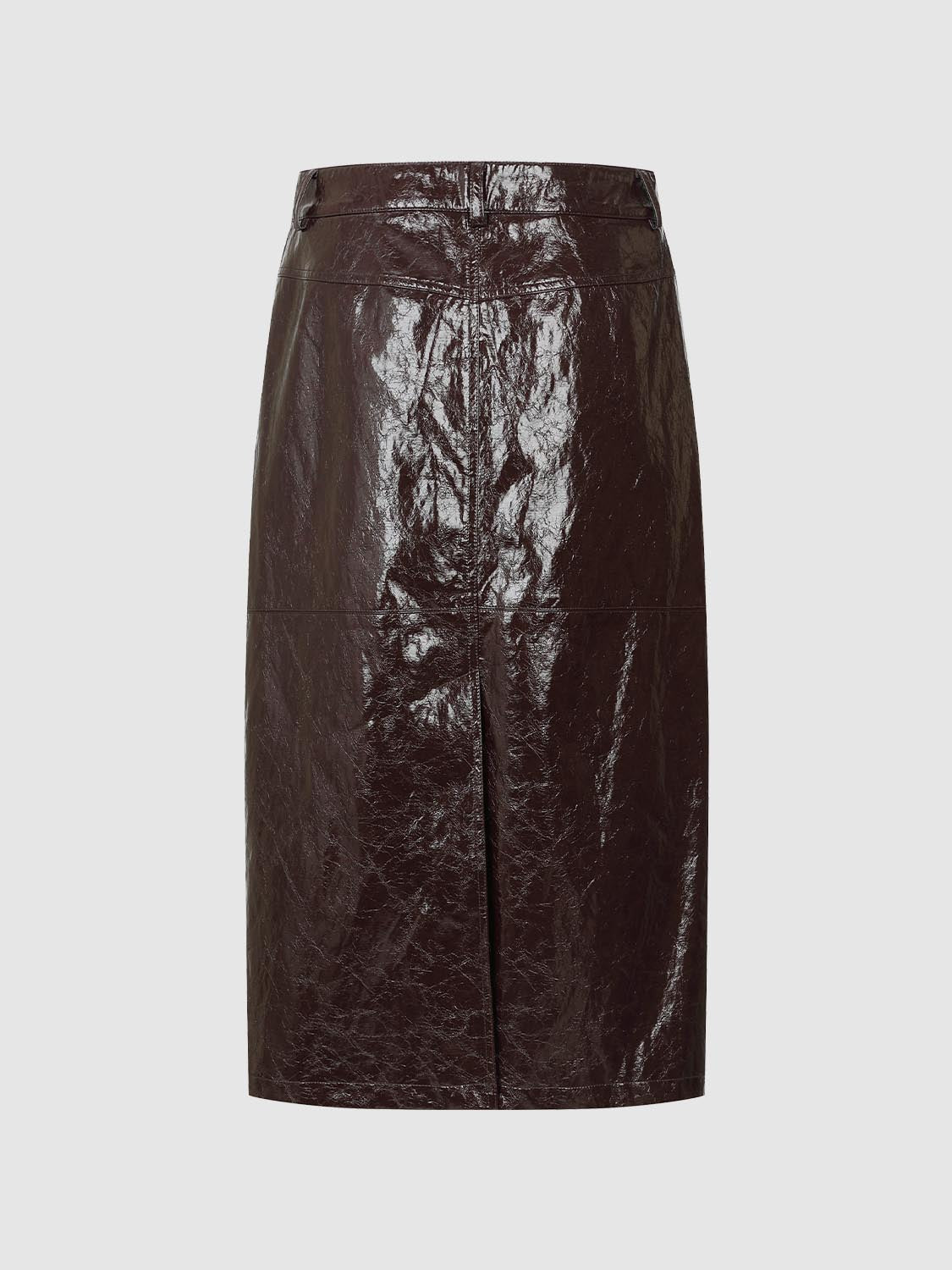 Faux Leather Straight Midi Skirts