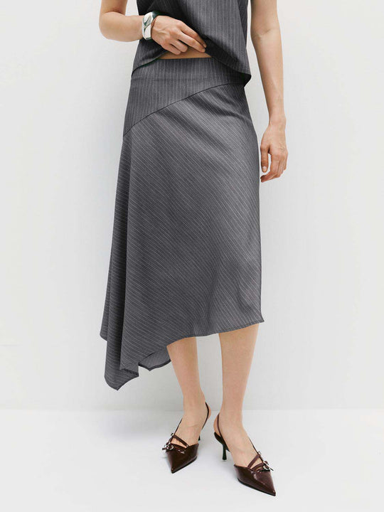 Diagonal Stripe Panel Stretch Skirt