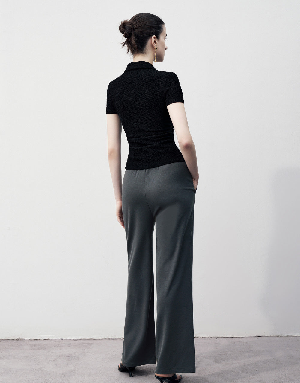 Elastic Waist Straight Pants