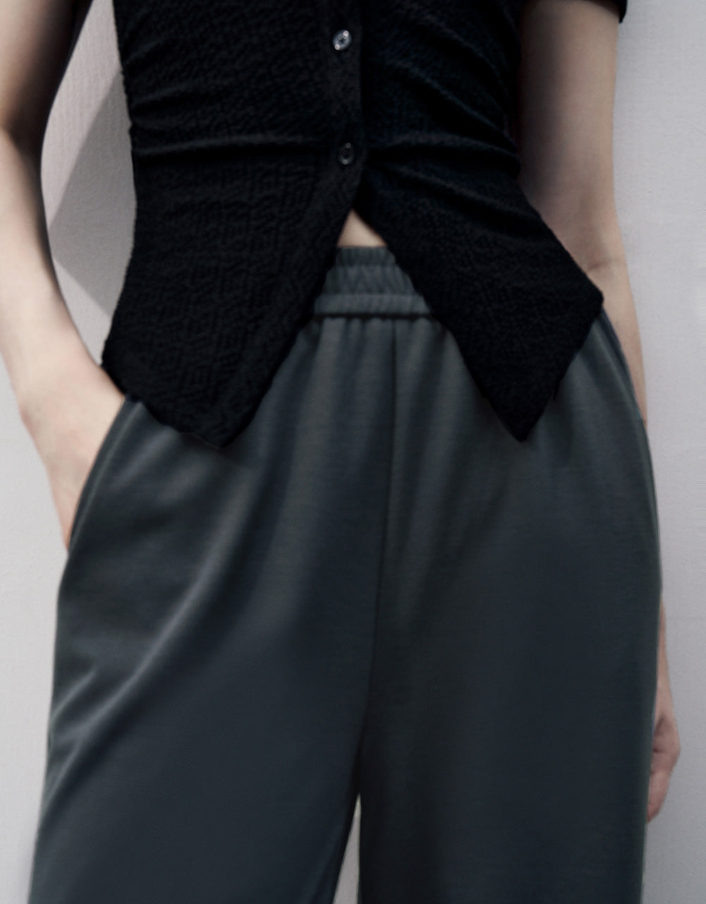 Elastic Waist Straight Pants