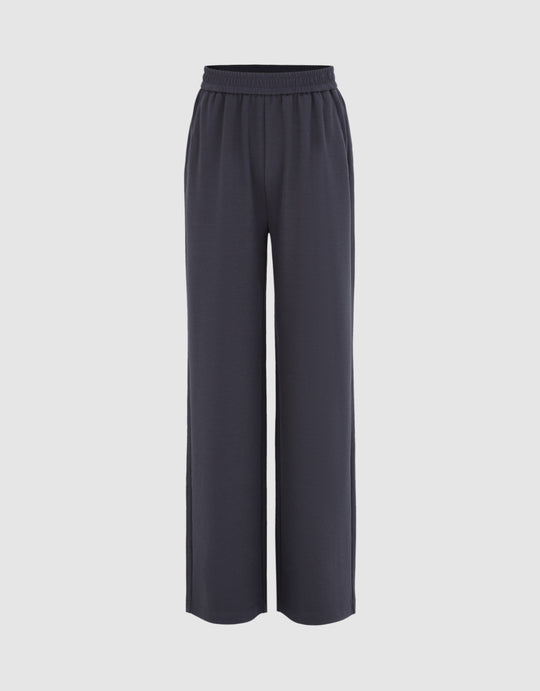 Elastic Waist Straight Pants