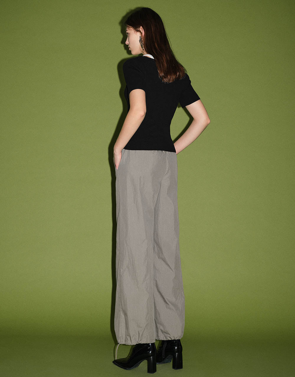 Elastic Waist Knitted Wide-Leg Pants