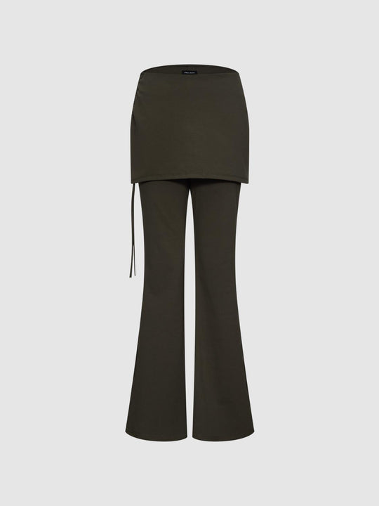 Layered Overlay Cotton Blend Flare Pants