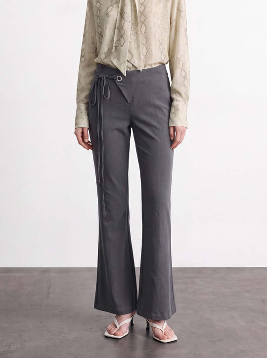 High-waisted Wrap Tie Flare Pants