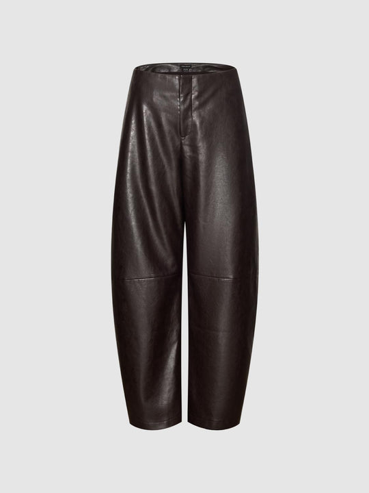 Mid-rise Curved-leg Faux Leather Pants