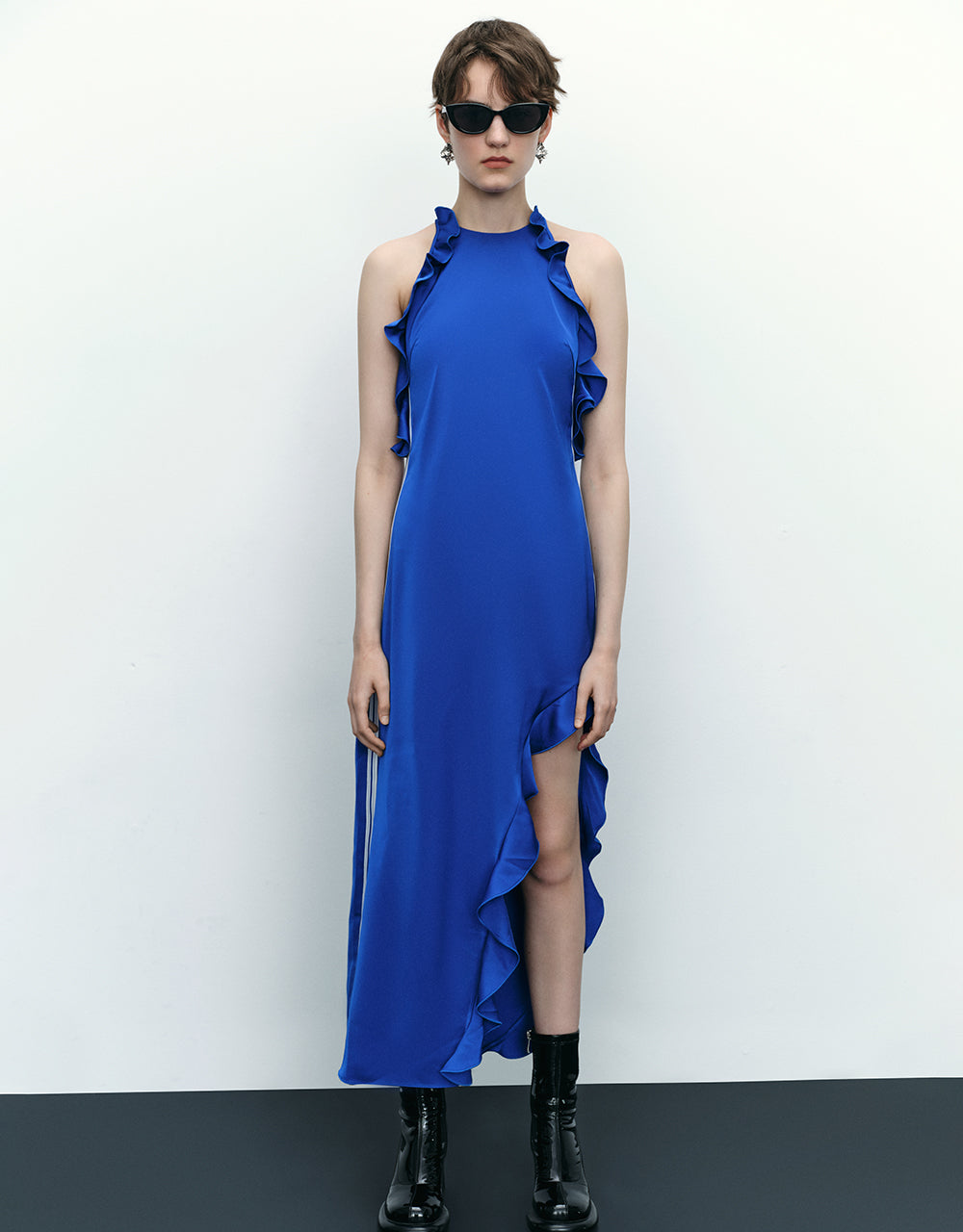 Ruffle Hem Sleeveless Skinny-Fit Dress