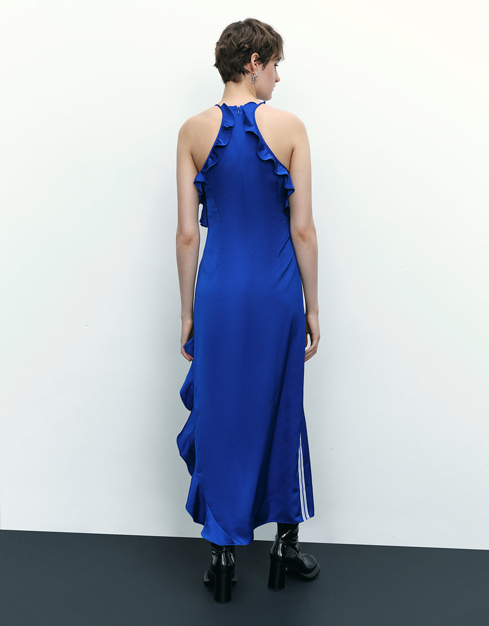 Ruffle Hem Sleeveless Skinny-Fit Dress