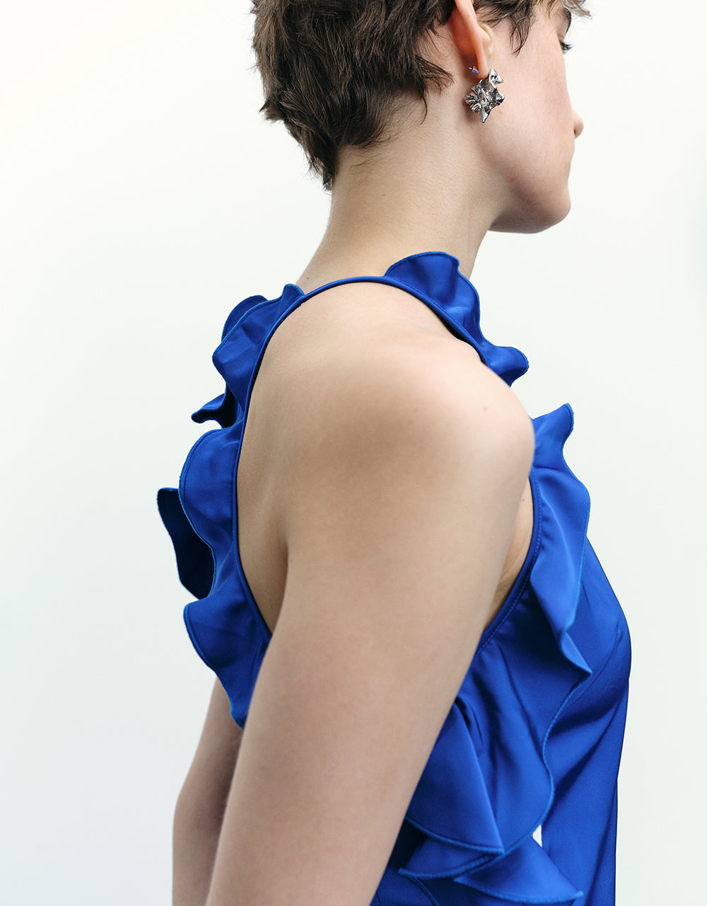 Ruffle Hem Sleeveless Skinny-Fit Dress