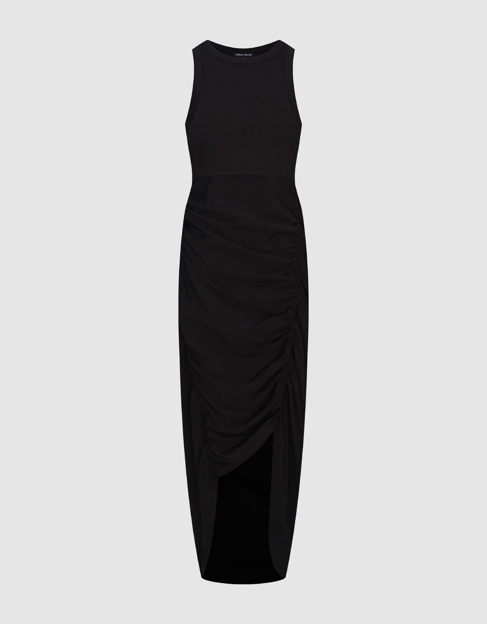 Ruched Sleeveless Crew Neck Skater Dress