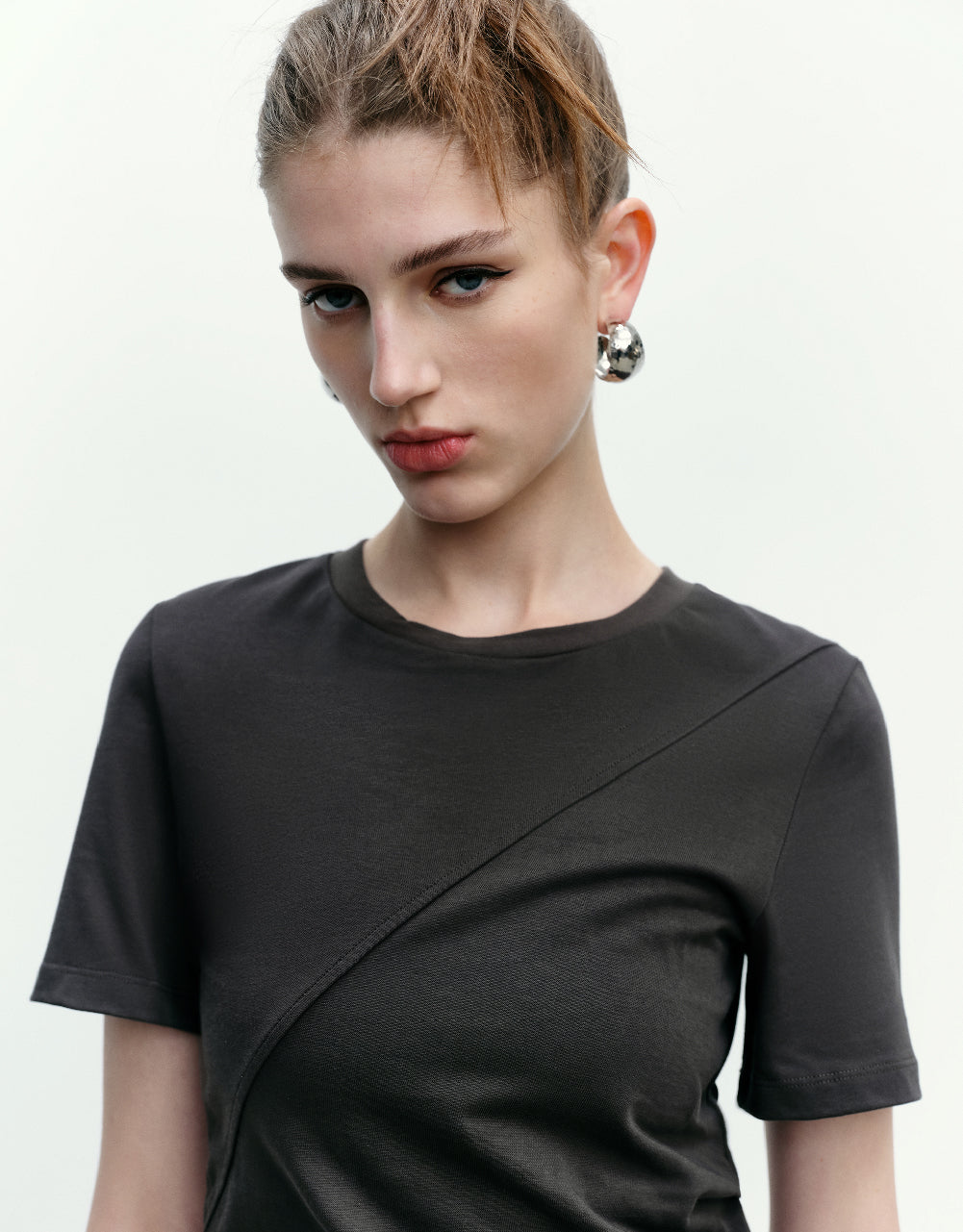 Ruched Crew Neck Skater Dress