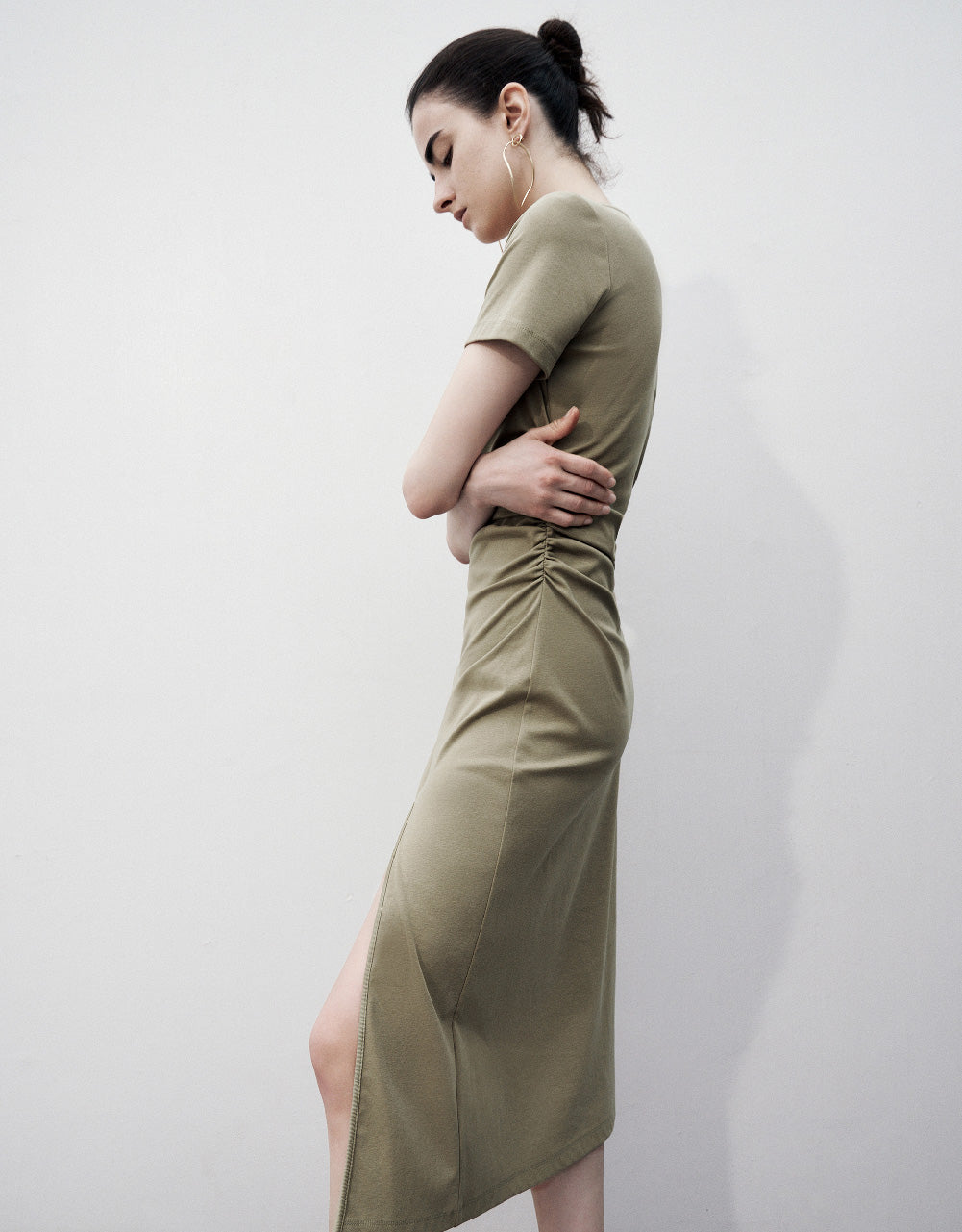 Split Hem Crew Neck Skater Dress
