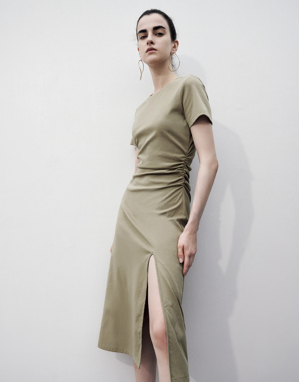 Split Hem Crew Neck Skater Dress