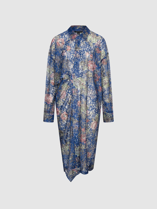 Sheer Laced Straight Midi Dresses