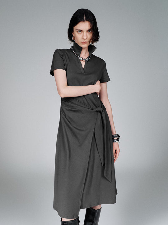 Polo Neck A-Line Midi Dresses