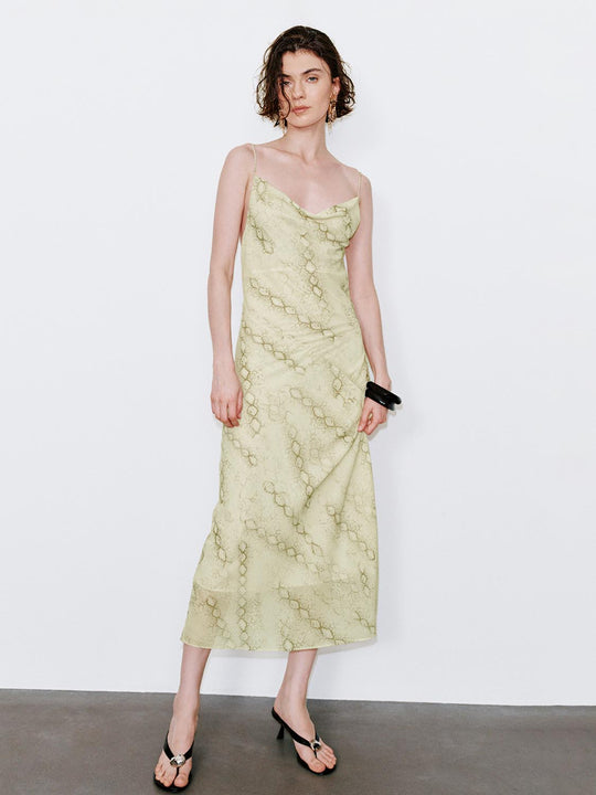 Snake Print Strappy Straight Maxi Dresses