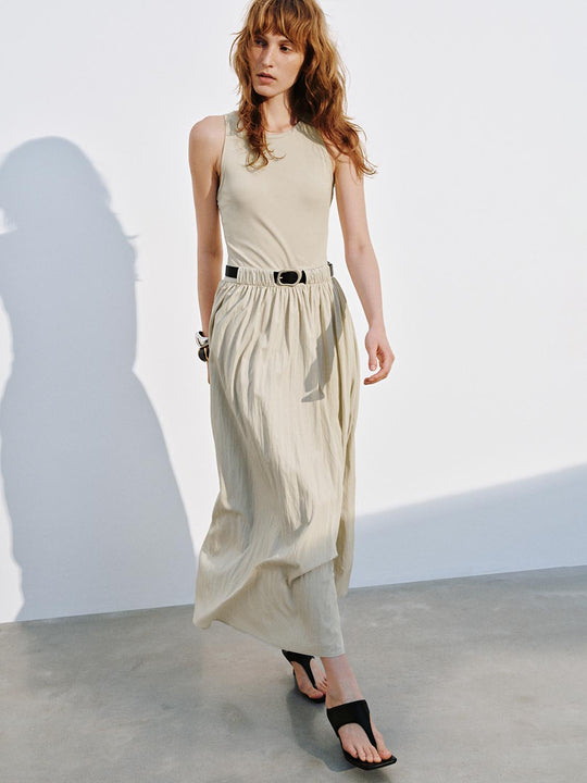 Sleeveless Belted A-Line Midi Dresses