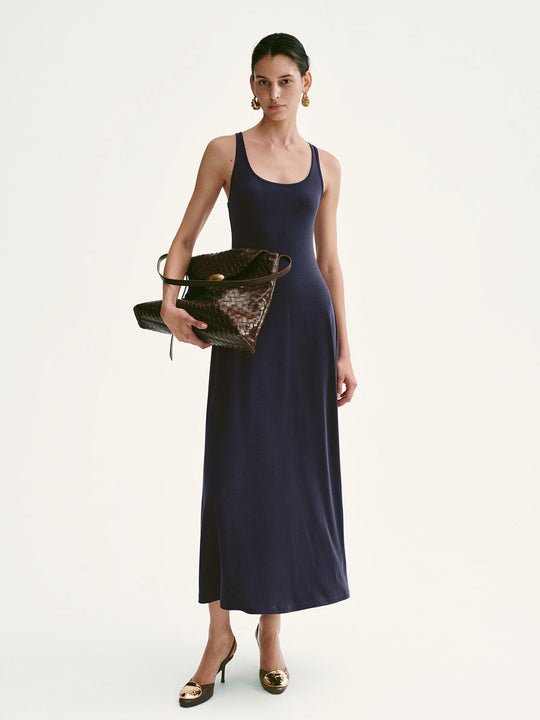 Square Neck Strappy A-Line Maxi Dresses