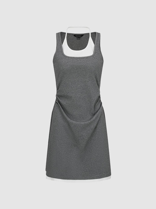 2 In 1 Contrast Sleeveless Skinny-Fit Mini Dresses